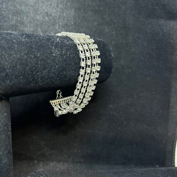 Clair's 7 Strand Silver Tone And Rhinestone Bracelet (3790) - Picture 3 of 10